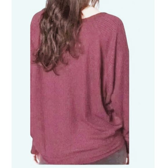 Free People NWT Santa Clara Thermal Top Long Sleeve Vneck Mulberry Size S - Picture 2 of 12